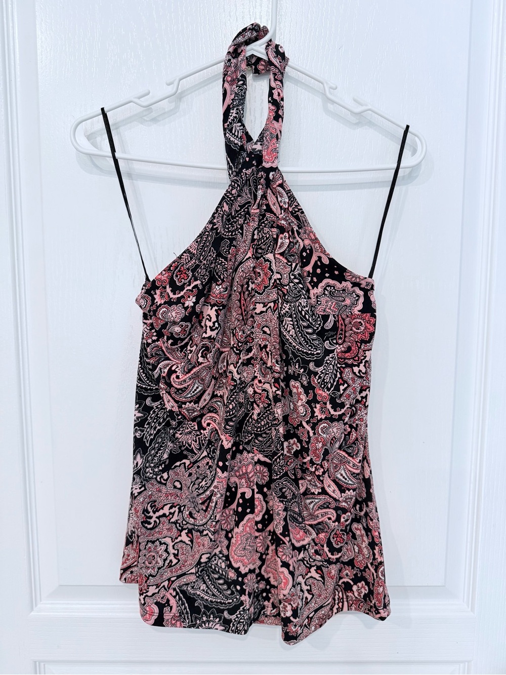 Michael Kors Black & Pink Paisley Halter Top